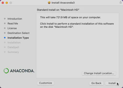 Select the installation location.