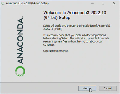 Welcome to Anaconda3 2022.10 (64-bit) Setup.