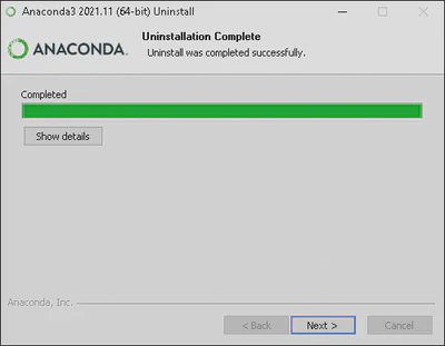 Anconda Uninstallation Complete