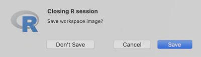 R Application Save Workspace.