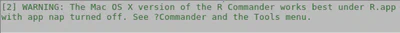 R Commander App Nap Warning
