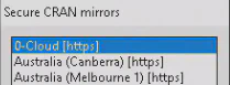 R GUI Select CRAN Mirror