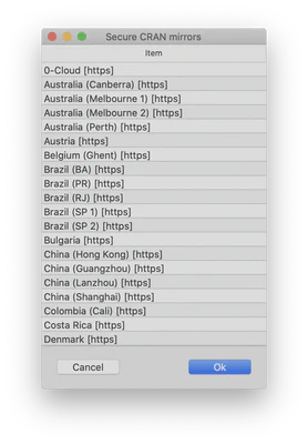 R Application Startup Preferences CRAN Mirror Selection.