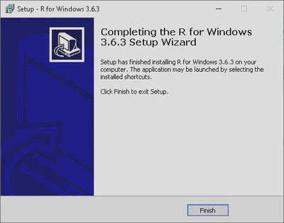 Completion of the R installation.
