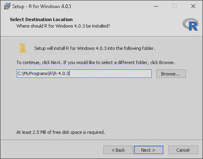 R Installation Destination Folder Selection.