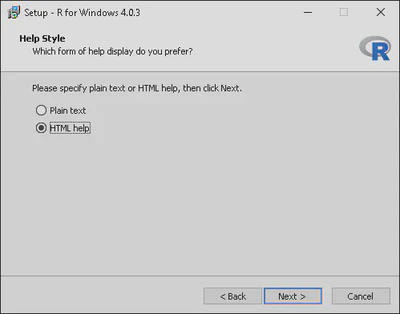 R Installation Help Style Selection.