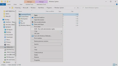 Run CMD with 'WUR administrative rights' from File Explorer.
