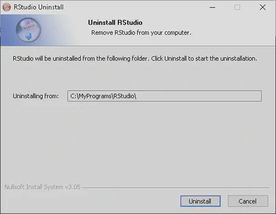 RStudio for Windows Uninstall Announcement.