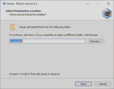 Select Rtools destination location.