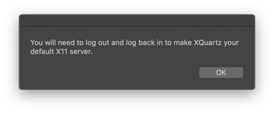 XQuartz Log Out Warning for Setting X11 as Default.