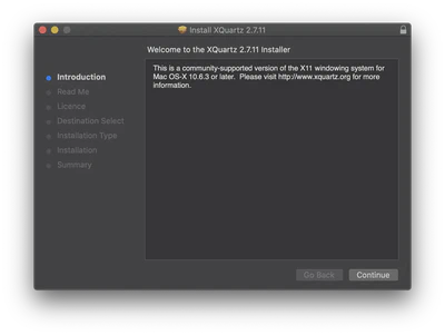 XQuartz Installer Introduction.